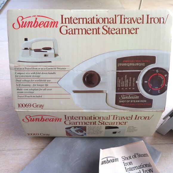 Sunbeam International Travel Iron/Garment Steamer 10069 Gray Compact Dual Voltag - Picture 3 of 16